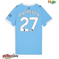 Camiseta Manchester City Matheus Nunes #27 Primera Equipación para mujer 2025-26 manga corta